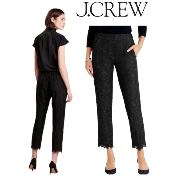 J. Crew Pants - J. Crew black lace eyelet pullon cropped pants trousers